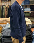grp college cardigan blue ecru