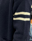 grp college cardigan blue ecru