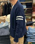 grp college cardigan blue ecru