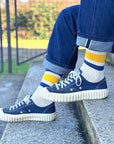 heritage 9.1 venice beach socks natural yellow and navy stripes