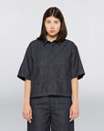 edwin womens delme shirt short sleeve blue rinsed
