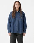 carhartt wip women marly shirt jacket blue heavy stone wash