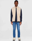 knowledge cotton teddy fleece vest beige