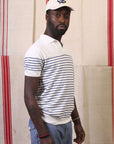east harbour surplus koman 701 polo shirt white blue (LAST SIZE SMALL)