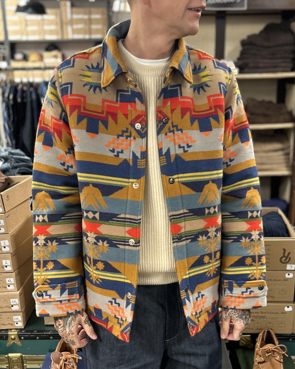 manifattura ceccarelli native wool jacket 7081 nw graphic colour