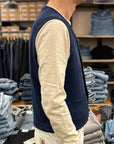 max rohr max3 buttons vest indigo linen (LAST SIZE LARGE)