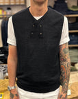 max rohr max 4 buttons vest hemp 10 navy (LAST SIZE MEDIUM)