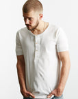 merz b schwanen 207 mens loopwheeled henley short sleeve white