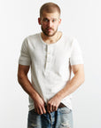 merz b schwanen 207 mens loopwheeled henley short sleeve white