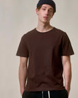 merz b schwanen 215 mens loopwheeled t-shirt 245g classic fit coffee (LAST SIZE MEDIUM)