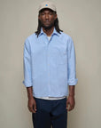 merz b schwanen 111ox modern cut cotton oxford long sleeve shirt light blue white (LAST SIZE LARGE)