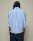 merz b schwanen 111ox modern cut cotton oxford long sleeve shirt light blue white (LAST SIZE LARGE)