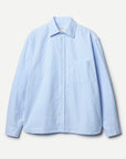 merz b schwanen 111ox modern cut cotton oxford long sleeve shirt light blue white (LAST SIZE LARGE)