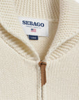 sebago dyer bay wool cardigan white natural borwn green