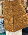 taion military crew neck down vest dark beige