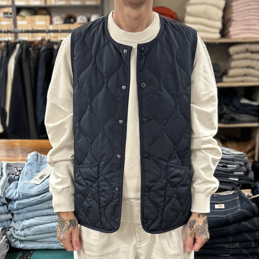 taion military crew neck down vest dark navy – www.sublime.bz