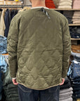 taion military reversible crew neck down jacket dark olive cream