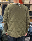 taion military reversible crew neck down jacket dark olive cream