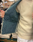 taion military v neck snap vest dark sage green