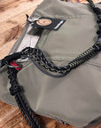 topologie explorer tote bag medium moss with macrame strap coal and sinnet keychain black reflective