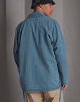 universal works kyoto work jacket washed indigo herringbone denim