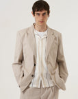 universal works boston blazer kennedy stripe brown