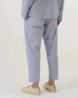 universal works hi water trouser navy kennedy stripe