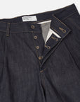 universal works duke pant indigo 13oz selvedge denim