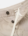 universal works pleated track short kennedy stripe brown