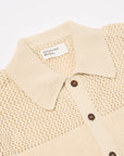 universal works short sleeve polo knit shirt ecru open knit (LAST SIZE SMALL)