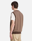 universal works sleeveless crew cotton mix fleece brown