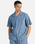 universal works summer overshirt washed indigo chambray