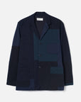 universal works three button jacket patchwork twill navy