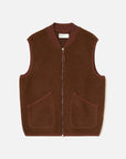 universal works zip waistcoat wool fleece cacao