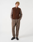 universal works zip waistcoat wool fleece cacao