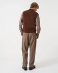 universal works zip waistcoat wool fleece cacao