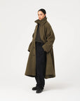 girls of dust military trench wool velour avocado