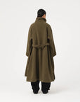 girls of dust military trench wool velour avocado