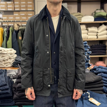 barbour ashby waxed jacket navy (LAST SIZE SMALL)
