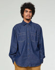 eat dust worker shirt prisoners denim indigo
