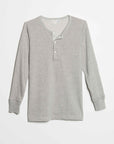 merz b schwanen 206 mens loopwheeled henley 245g classic fit grey melange (LAST SIZE MEDIUM)