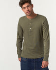 merz b schwanen 206 mens loopwheeled henley 245g classic fit army