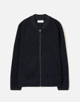 universal works wool fleece zip bomber jacket navy