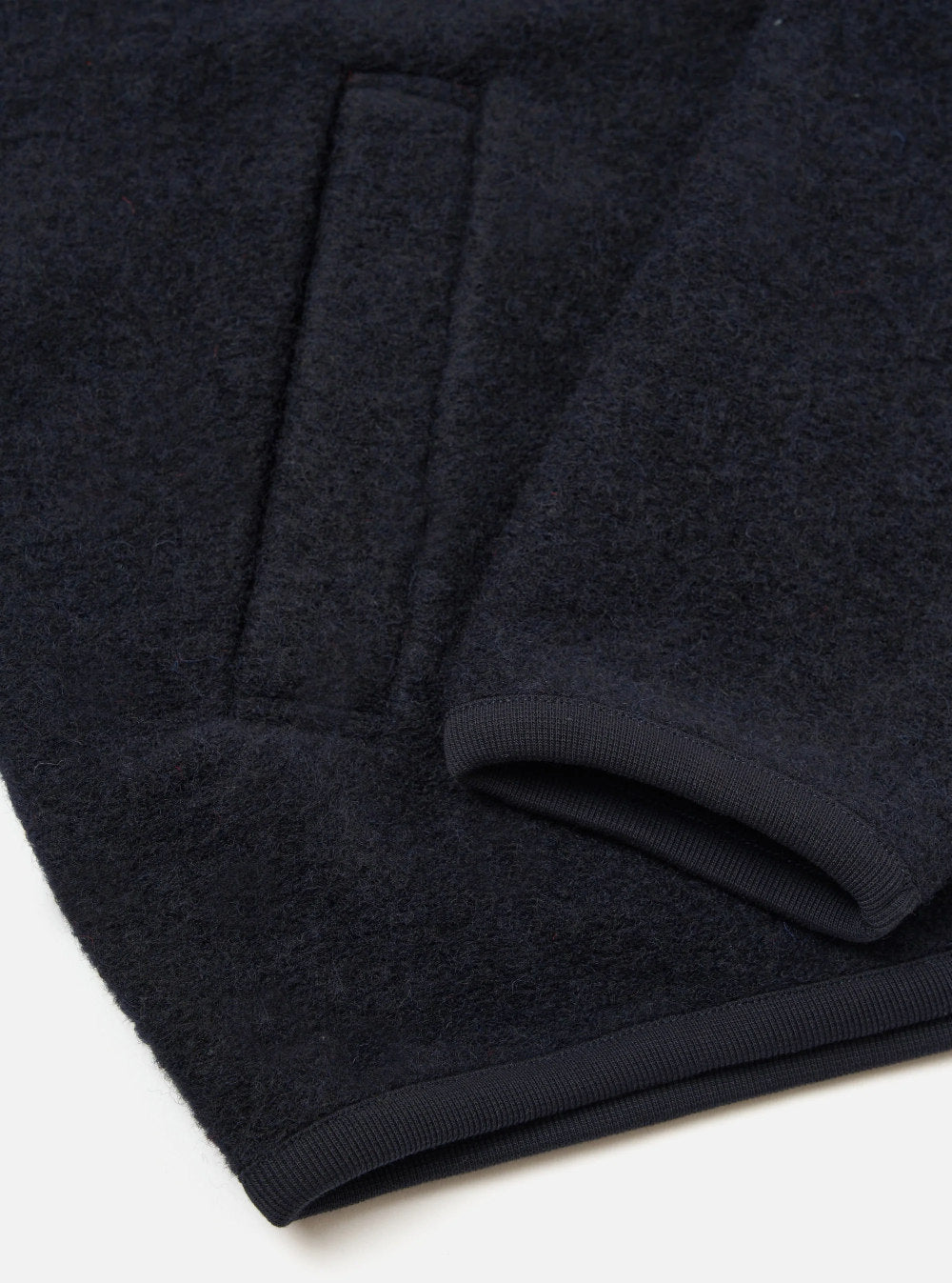 universal works wool fleece zip bomber jacket navy