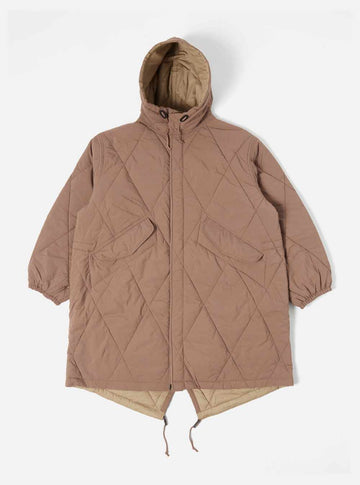 universal works diamond quilt parka brown