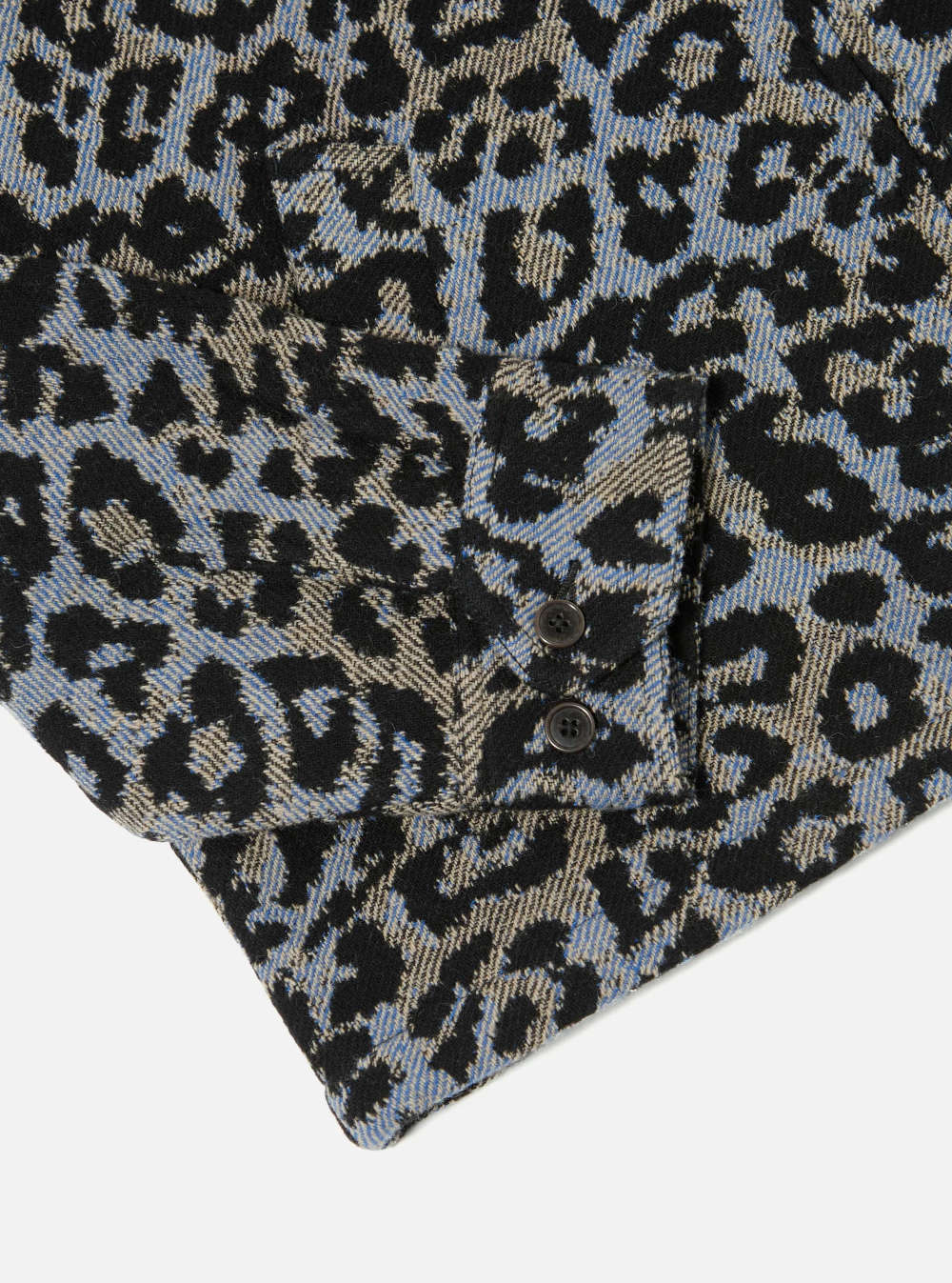 universal works club jacket leopard flower wool blue