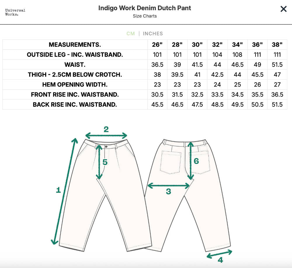 universal works dutch pant indigo work denim