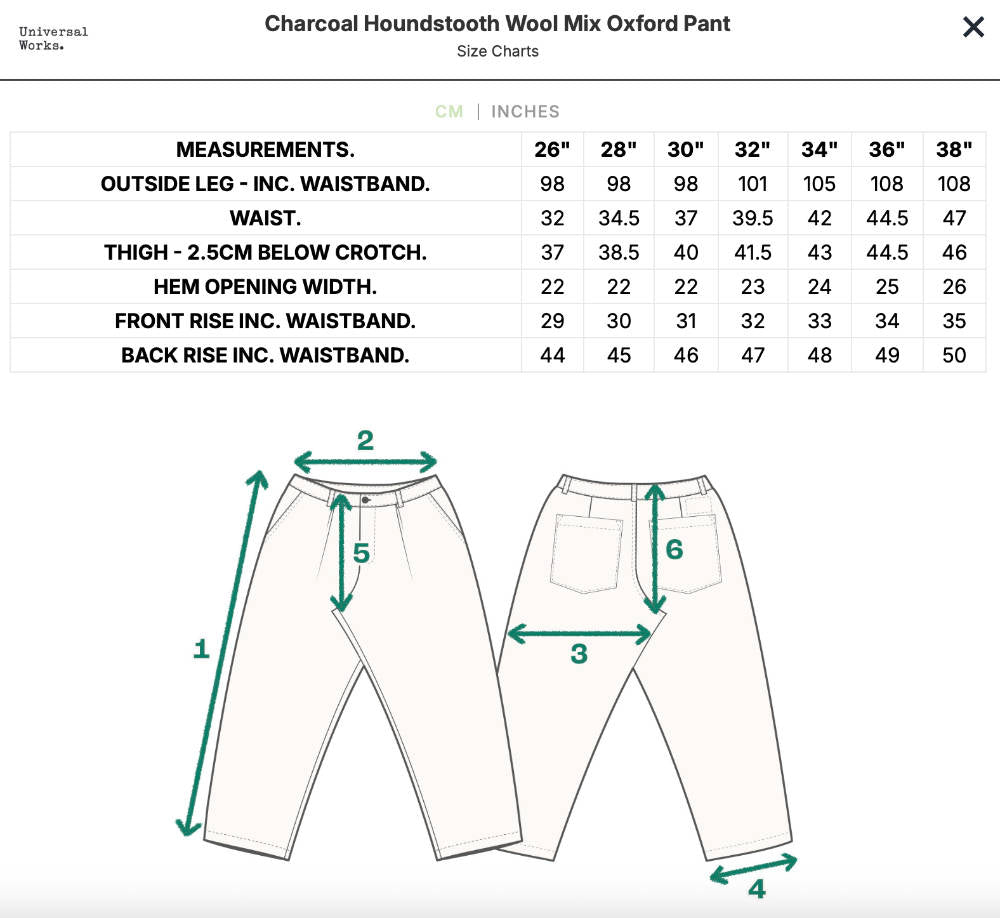 universal works oxford pant charcoal houndstooth wool mix