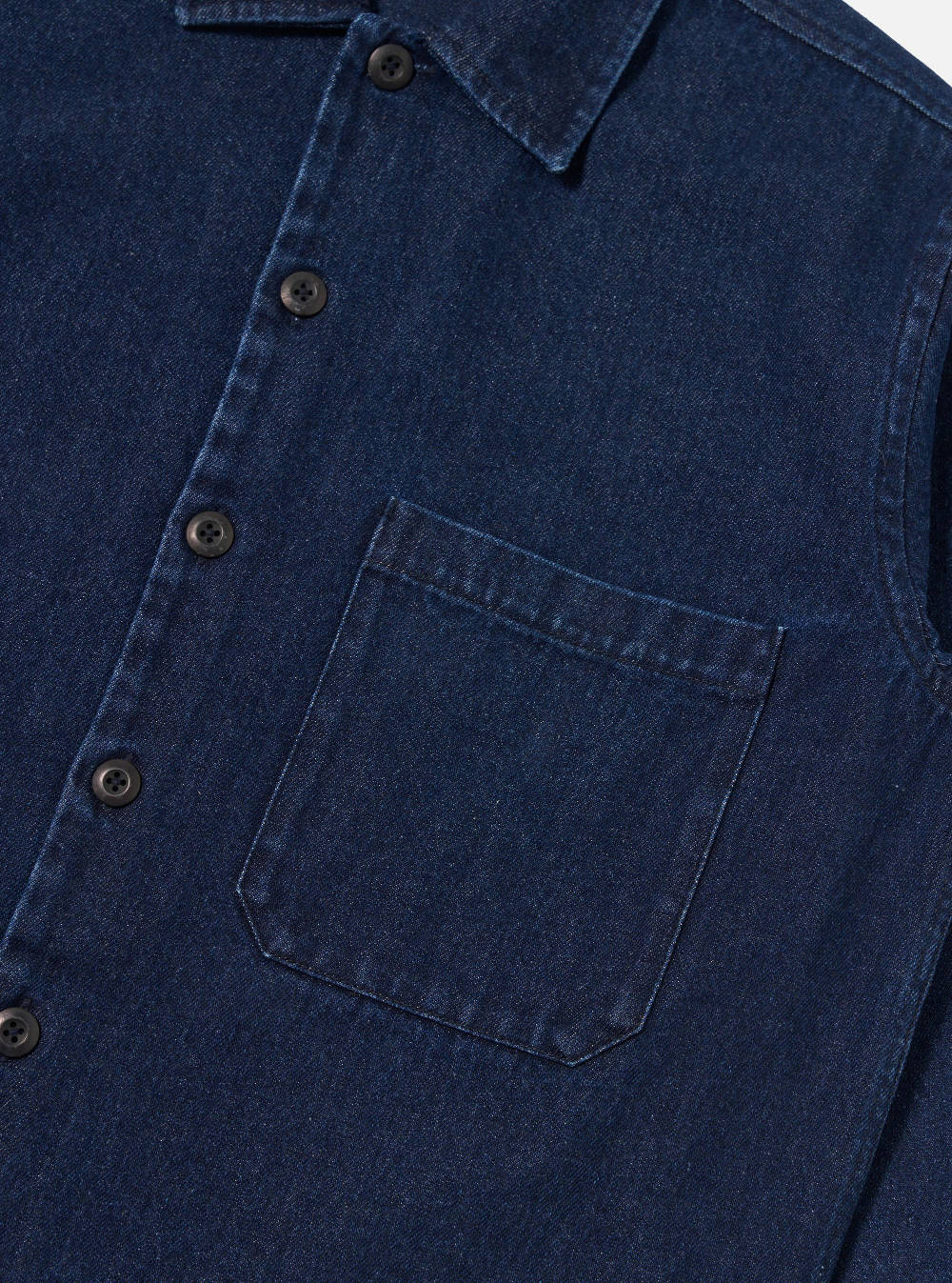 universal works fatigue shirt indigo work denim