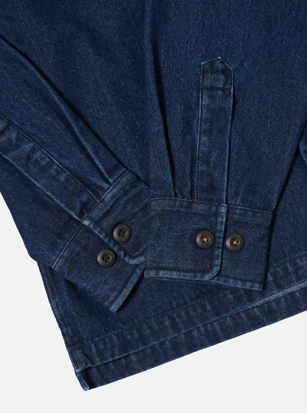 universal works fatigue shirt indigo work denim
